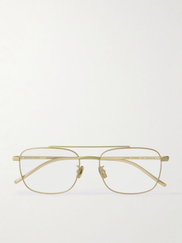 Aviator-Style Gold-Tone Titanium Optical Glasses