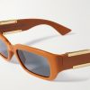 Rectangular-Frame Acetate and Gold-Tone Sunglasses - CU