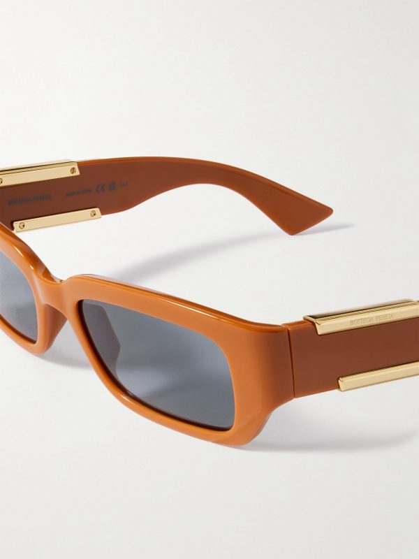 Rectangular-Frame Acetate and Gold-Tone Sunglasses - CU