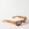 Rectangular-Frame Acetate and Gold-Tone Sunglasses - FR