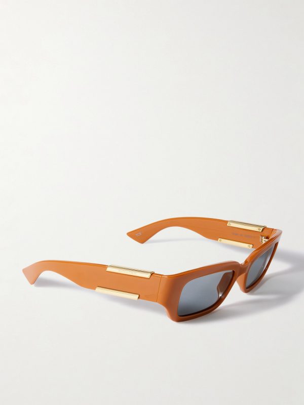 Rectangular-Frame Acetate and Gold-Tone Sunglasses - FR