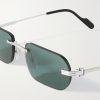 Première De Cartier Square-Frame Rimless Acetate and Silver-Tone Sunglasses - CU