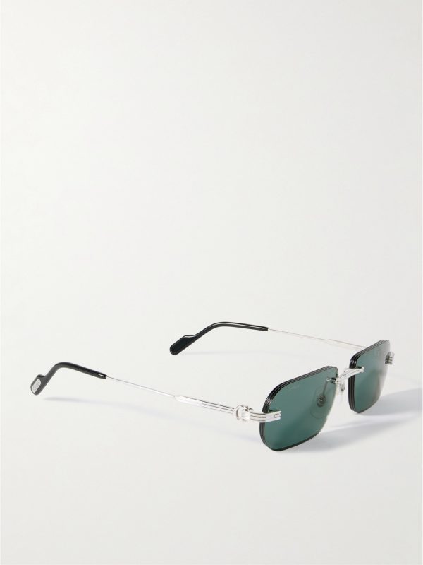 Première De Cartier Square-Frame Rimless Acetate and Silver-Tone Sunglasses - FR