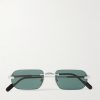 Première De Cartier Square-Frame Rimless Acetate and Silver-Tone Sunglasses