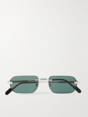 Première De Cartier Square-Frame Rimless Acetate and Silver-Tone Sunglasses