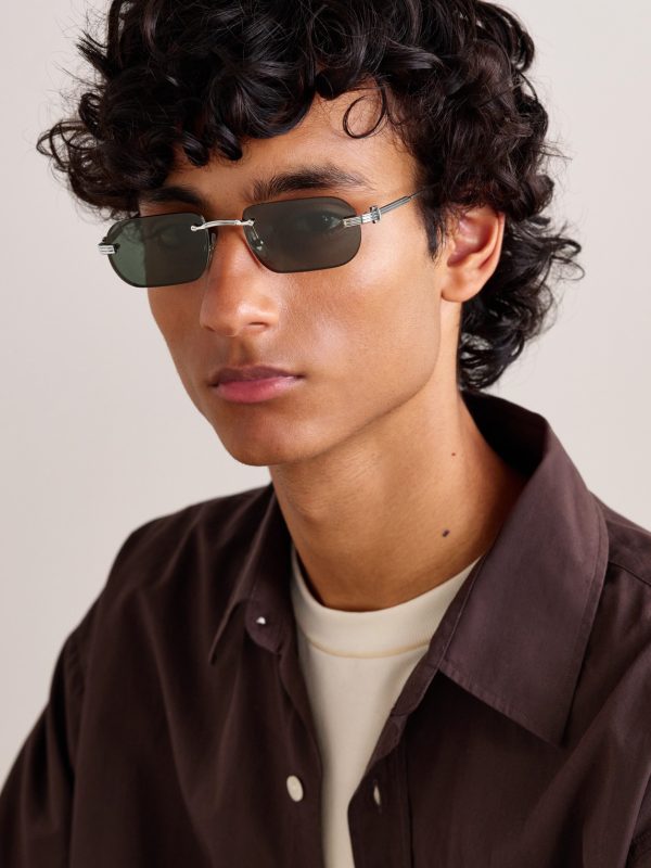 Première De Cartier Square-Frame Rimless Acetate and Silver-Tone Sunglasses - OU