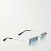 Panthère De Cartier Square-Frame Rimless Acetate and Silver-Tone Sunglasses - FR