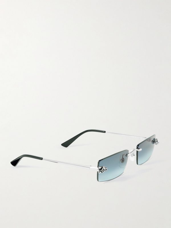 Panthère De Cartier Square-Frame Rimless Acetate and Silver-Tone Sunglasses - FR