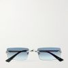 Panthère De Cartier Square-Frame Rimless Acetate and Silver-Tone Sunglasses