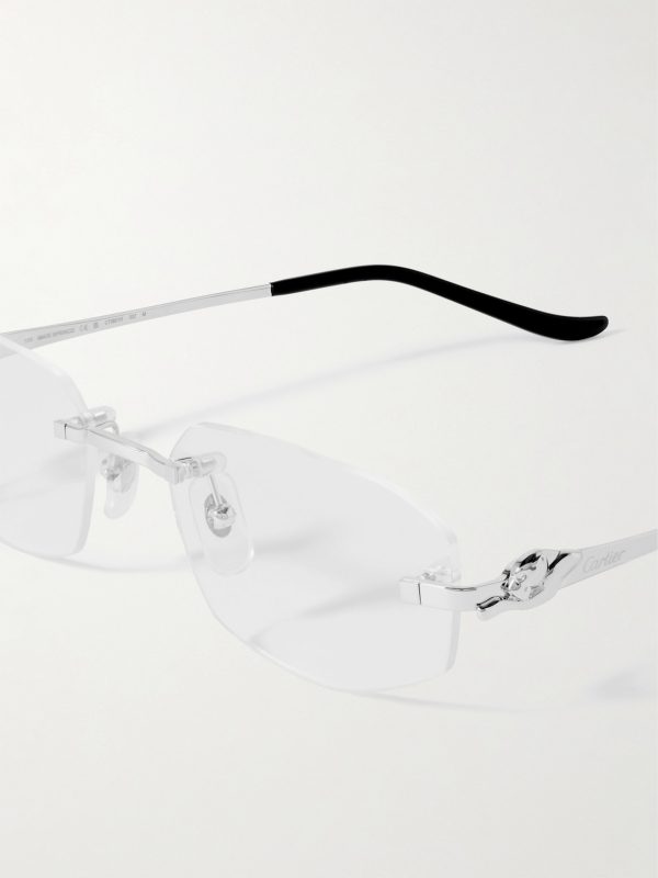 Panthère De Cartier Rectangular-Frame Rimless Silver-Tone Optical Glasses - CU Panthère De Cartier Rectangular-Frame Rimless Silver-Tone Optical Glasses - CU