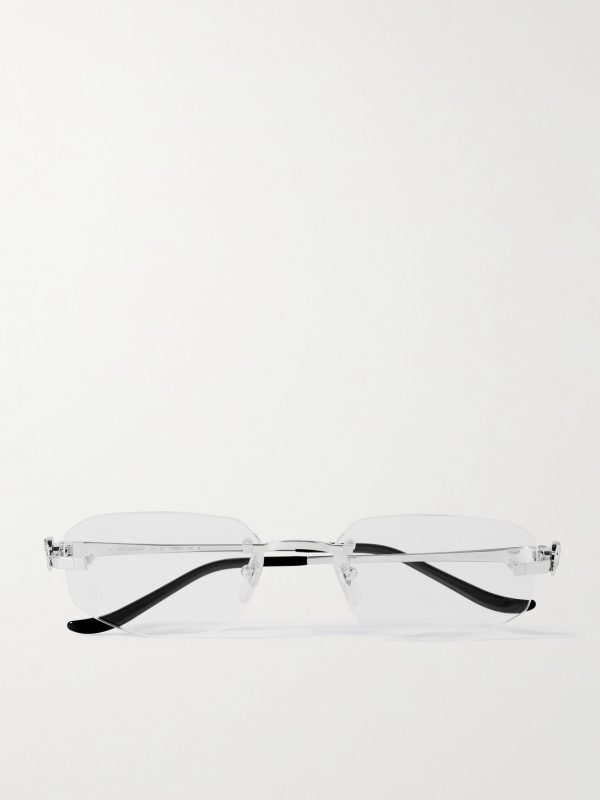 Panthère De Cartier Rectangular-Frame Rimless Silver-Tone Optical Glasses Panthère De Cartier Rectangular-Frame Rimless Silver-Tone Optical Glasses