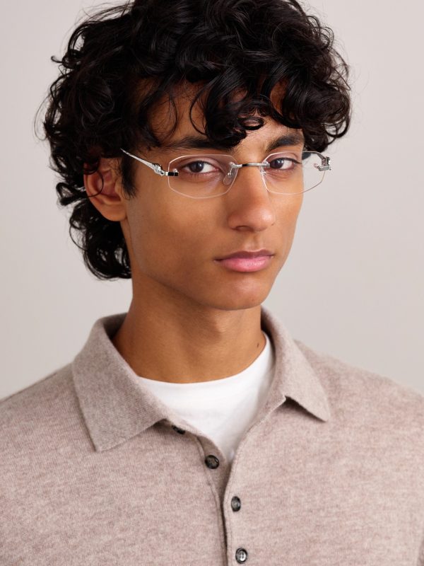 Panthère De Cartier Rectangular-Frame Rimless Silver-Tone Optical Glasses - OU Panthère De Cartier Rectangular-Frame Rimless Silver-Tone Optical Glasses - OU