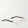 Signature C Rimless Rectangular-Frame Gold-Tone and Acetate Sunglasses - FR Signature C Rimless Rectangular-Frame Gold-Tone and Acetate Sunglasses - FR