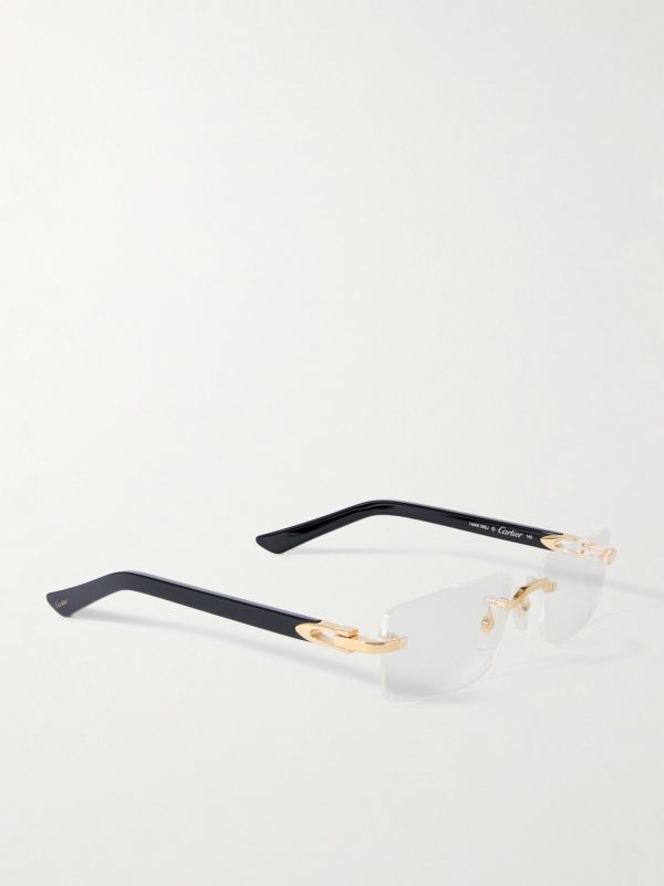 Signature C Rimless Rectangular-Frame Gold-Tone and Acetate Sunglasses - FR Signature C Rimless Rectangular-Frame Gold-Tone and Acetate Sunglasses - FR