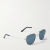 Santos de Cartier Aviator-Style Silver-Tone Sunglasses - FR