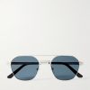 Santos de Cartier Aviator-Style Silver-Tone Sunglasses