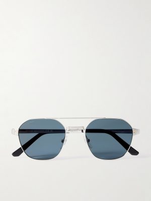 Santos de Cartier Aviator-Style Silver-Tone Sunglasses