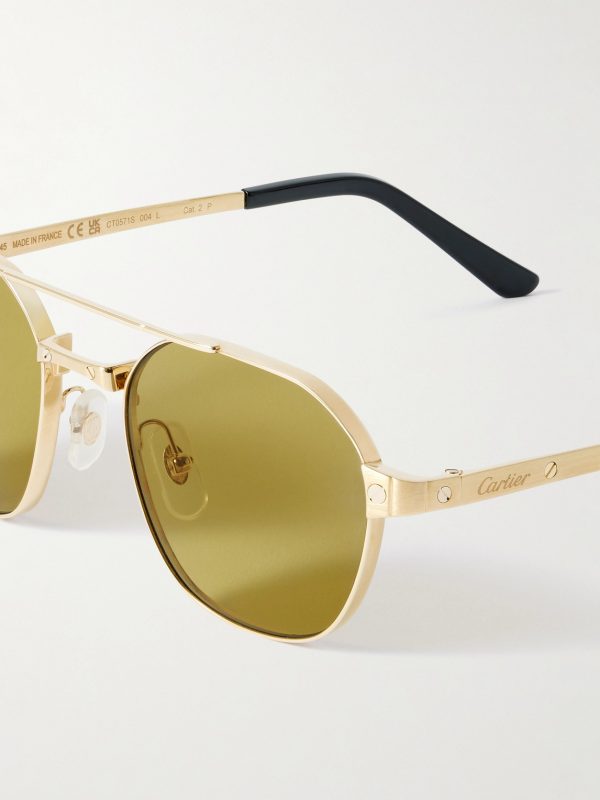 Santos de Cartier Aviator-Style Gold-Tone Sunglasses - CU Santos de Cartier Aviator-Style Gold-Tone Sunglasses - CU