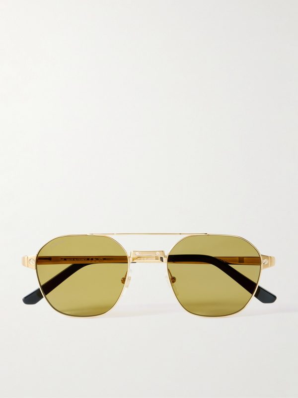 Santos de Cartier Aviator-Style Gold-Tone Sunglasses Santos de Cartier Aviator-Style Gold-Tone Sunglasses