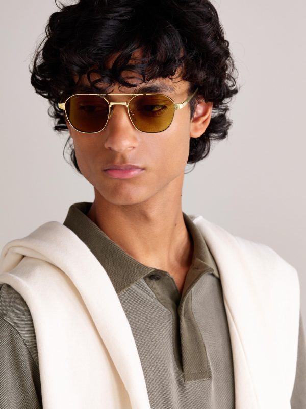 Santos de Cartier Aviator-Style Gold-Tone Sunglasses - OU Santos de Cartier Aviator-Style Gold-Tone Sunglasses - OU