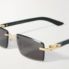 Signature Rectangular-Frame Rimless Acetate and Gold-Tone Sunglasses - CU Signature Rectangular-Frame Rimless Acetate and Gold-Tone Sunglasses - CU