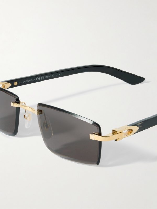 Signature Rectangular-Frame Rimless Acetate and Gold-Tone Sunglasses - CU Signature Rectangular-Frame Rimless Acetate and Gold-Tone Sunglasses - CU