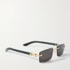 Signature Rectangular-Frame Rimless Acetate and Gold-Tone Sunglasses - FR Signature Rectangular-Frame Rimless Acetate and Gold-Tone Sunglasses - FR