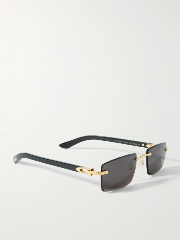 Signature Rectangular-Frame Rimless Acetate and Gold-Tone Sunglasses - FR Signature Rectangular-Frame Rimless Acetate and Gold-Tone Sunglasses - FR
