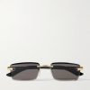 Signature Rectangular-Frame Rimless Acetate and Gold-Tone Sunglasses Signature Rectangular-Frame Rimless Acetate and Gold-Tone Sunglasses
