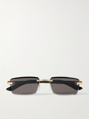 Signature Rectangular-Frame Rimless Acetate and Gold-Tone Sunglasses