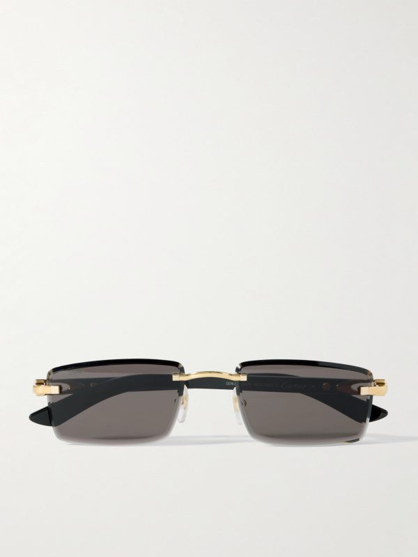 Signature Rectangular-Frame Rimless Acetate and Gold-Tone Sunglasses Signature Rectangular-Frame Rimless Acetate and Gold-Tone Sunglasses