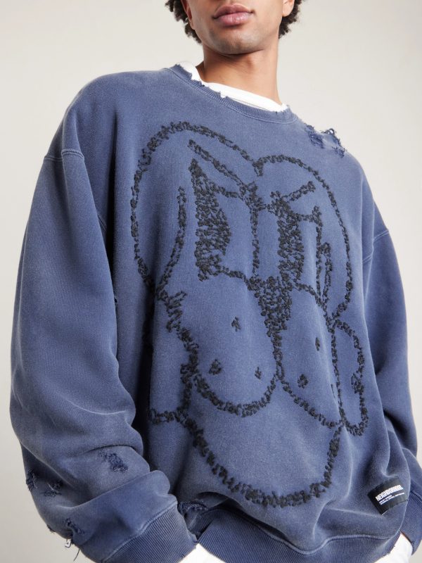 + Chito Savage Distressed Embroidered Cotton-Jersey Sweatshirt - CU + Chito Savage Distressed Embroidered Cotton-Jersey Sweatshirt - CU