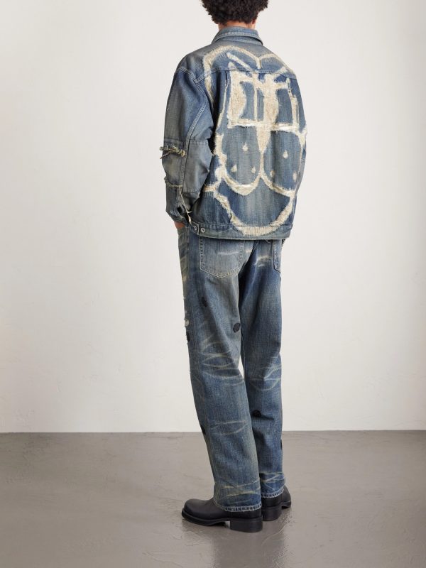+ Chito Savage Appliquéd Distressed Denim Jacket - BK