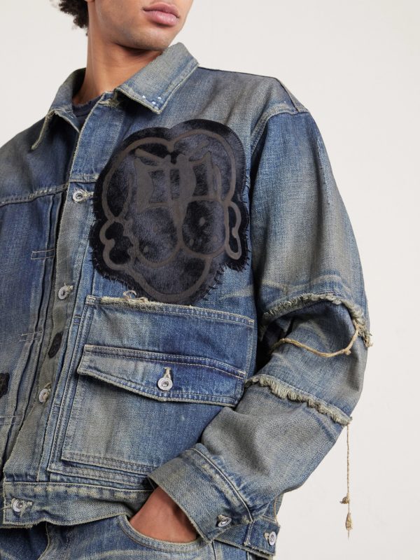 + Chito Savage Appliquéd Distressed Denim Jacket - CU