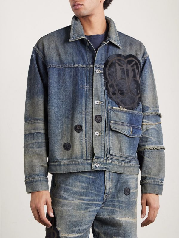 + Chito Savage Appliquéd Distressed Denim Jacket - FR