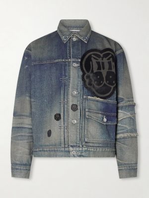 + Chito Savage Appliquéd Distressed Denim Jacket + Chito Savage Appliquéd Distressed Denim Jacket