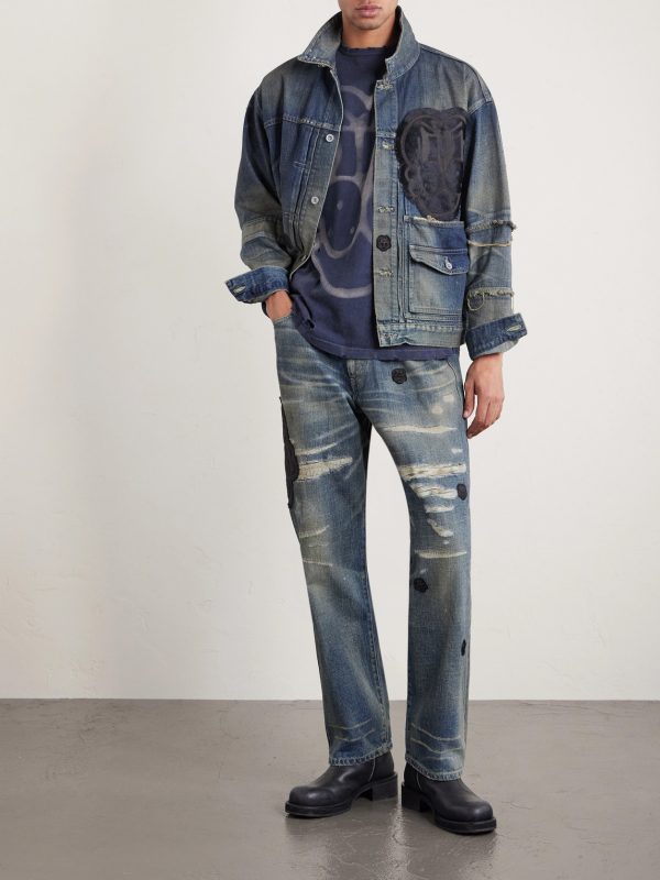 + Chito Savage Appliquéd Distressed Denim Jacket - OU