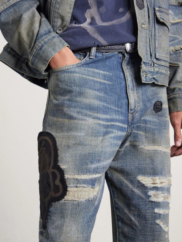 + Chito Savage Appliquéd Distressed Straight-Leg Jeans - CU