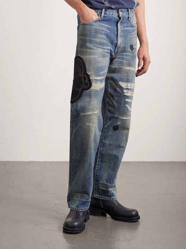 + Chito Savage Appliquéd Distressed Straight-Leg Jeans - FR