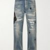 + Chito Savage Appliquéd Distressed Straight-Leg Jeans