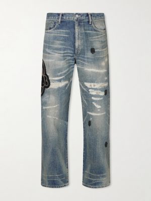 + Chito Savage Appliquéd Distressed Straight-Leg Jeans + Chito Savage Appliquéd Distressed Straight-Leg Jeans