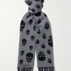 Fringed Intarsia-Knit Wool and Cashmere-Blend Scarf Fringed Intarsia-Knit Wool and Cashmere-Blend Scarf