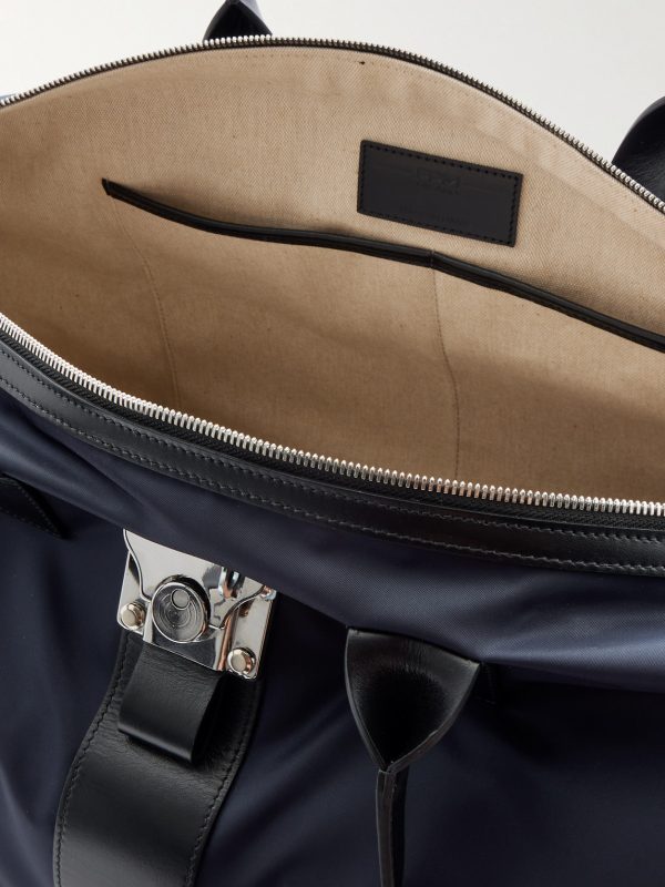 Butterfly Leather-Trimmed Nylon Duffle Bag - E1