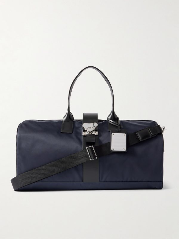 Butterfly Leather-Trimmed Nylon Duffle Bag