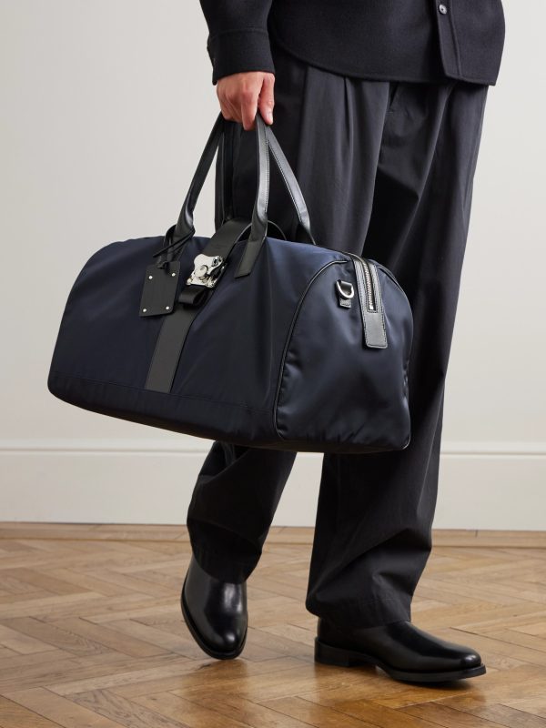 Butterfly Leather-Trimmed Nylon Duffle Bag - OU