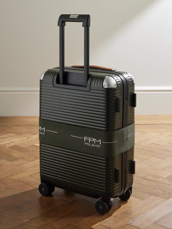 Bank Zip Deluxe M 55cm Leather-Trimmed Polycarbonate Spinner Carry-On Suitcase - BK Bank Zip Deluxe M 55cm Leather-Trimmed Polycarbonate Spinner Carry-On Suitcase - BK