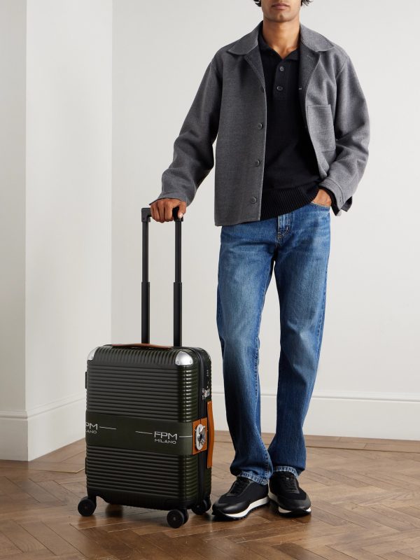 Bank Zip Deluxe M 55cm Leather-Trimmed Polycarbonate Spinner Carry-On Suitcase - OU Bank Zip Deluxe M 55cm Leather-Trimmed Polycarbonate Spinner Carry-On Suitcase - OU