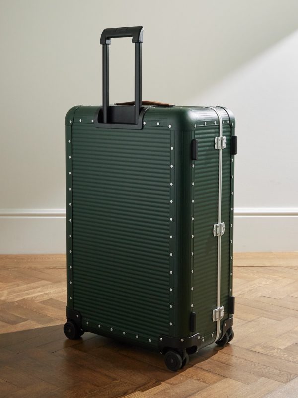 Bank Spinner 76cm Leather-Trimmed Polycarbonate Spinner Suitcase - BK Bank Spinner 76cm Leather-Trimmed Polycarbonate Spinner Suitcase - BK