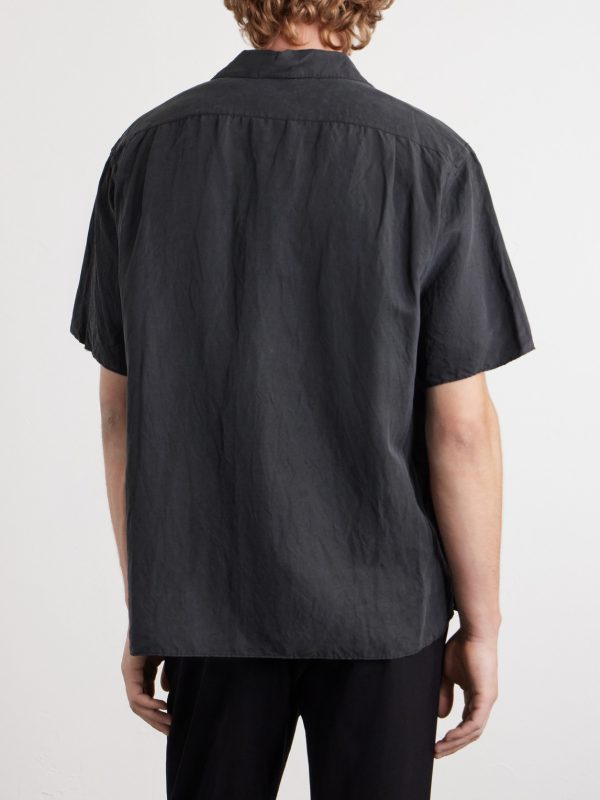 Convertible-Collar Silk and Linen-Blend Shirt - BK