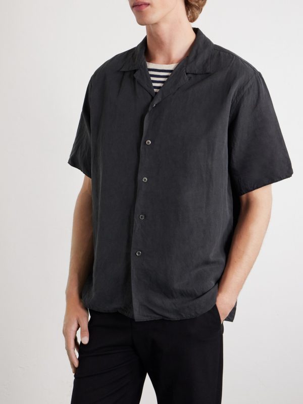 Convertible-Collar Silk and Linen-Blend Shirt - FR